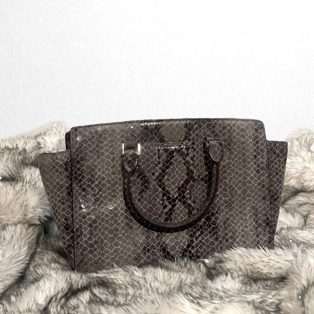 Gray Snakeskin Michael Kors Selma Bag